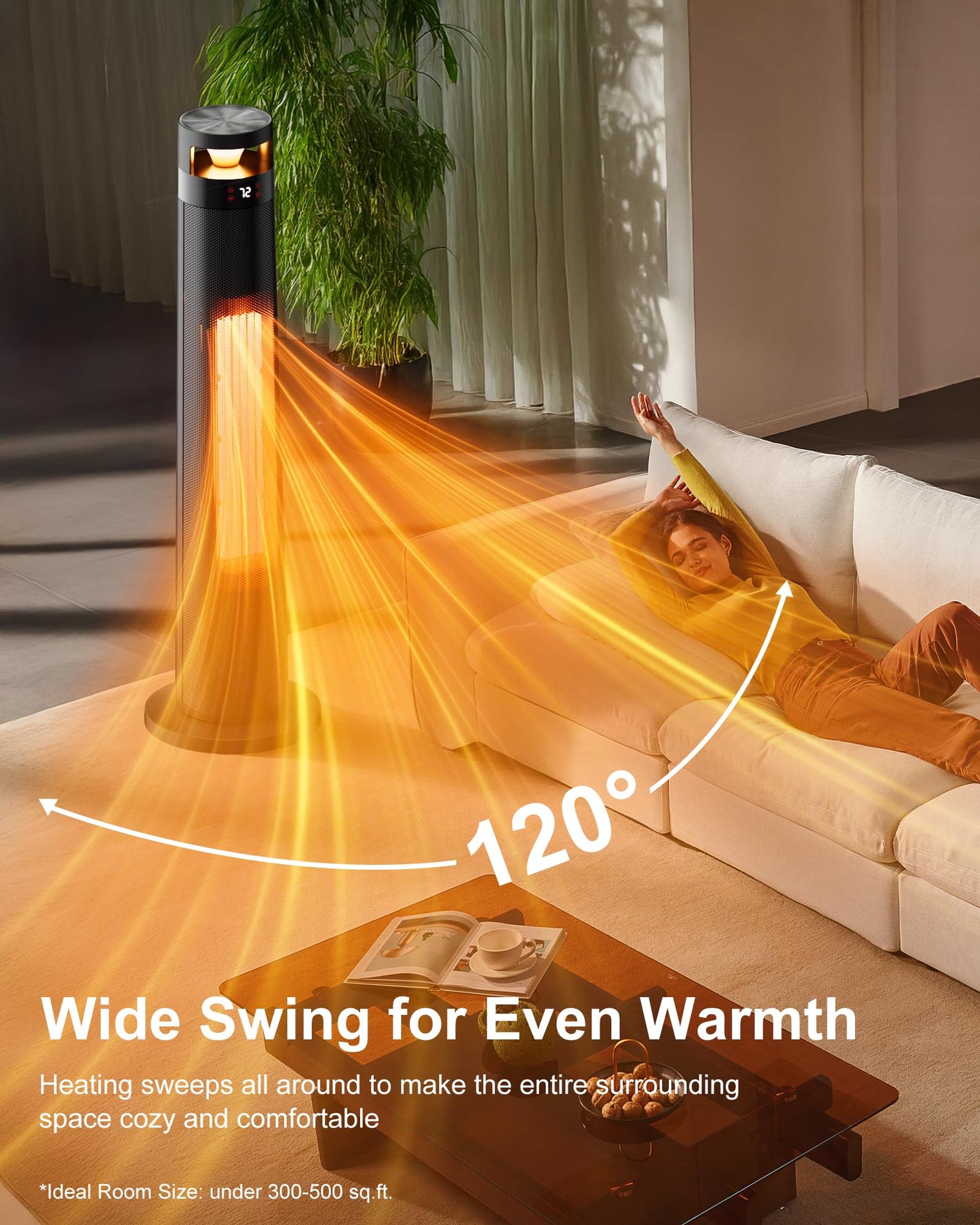 34IN Tower Space Heater – 1500W Fast Heating for Large Rooms - Trenduff