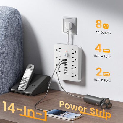 Surge Protector Power Strip with USB Ports – Compact Outlet Extender - Trenduff