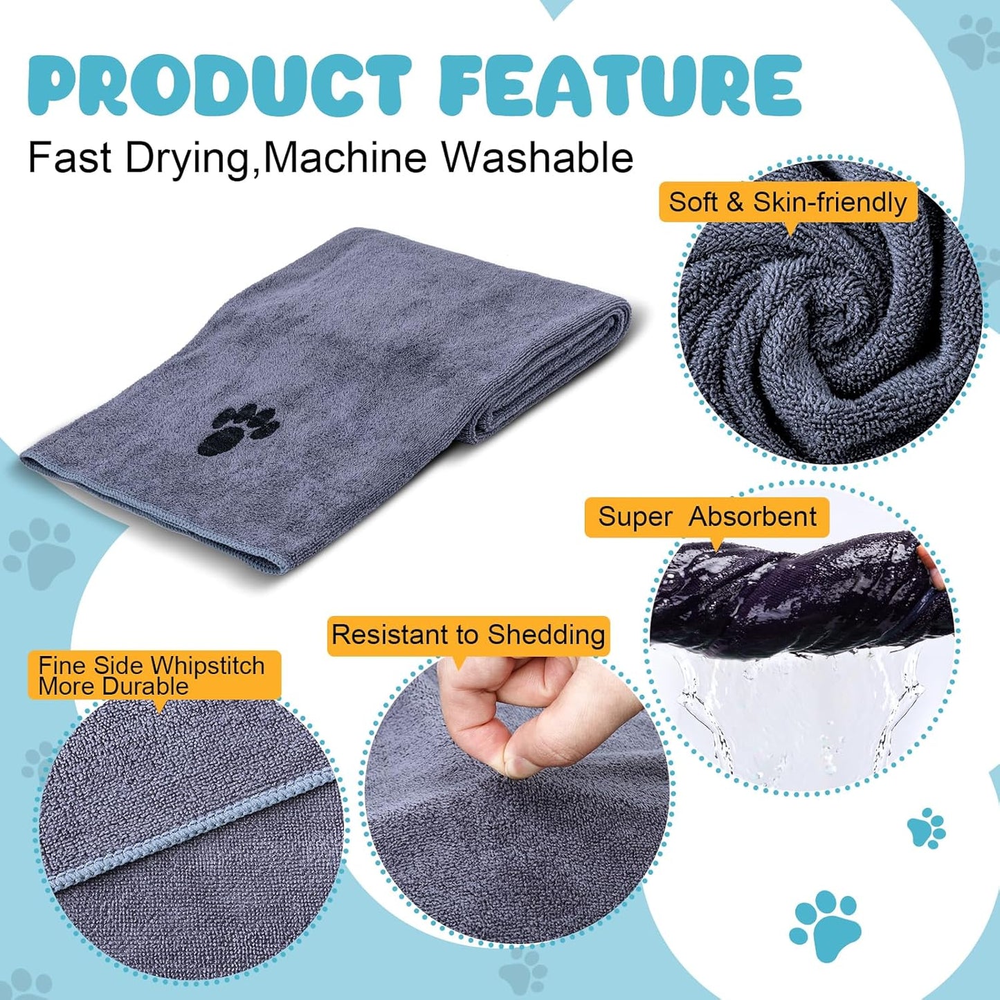 Microfiber Dog Towels – Super Absorbent Soft Bath Towels (2-Pack) - Trenduff