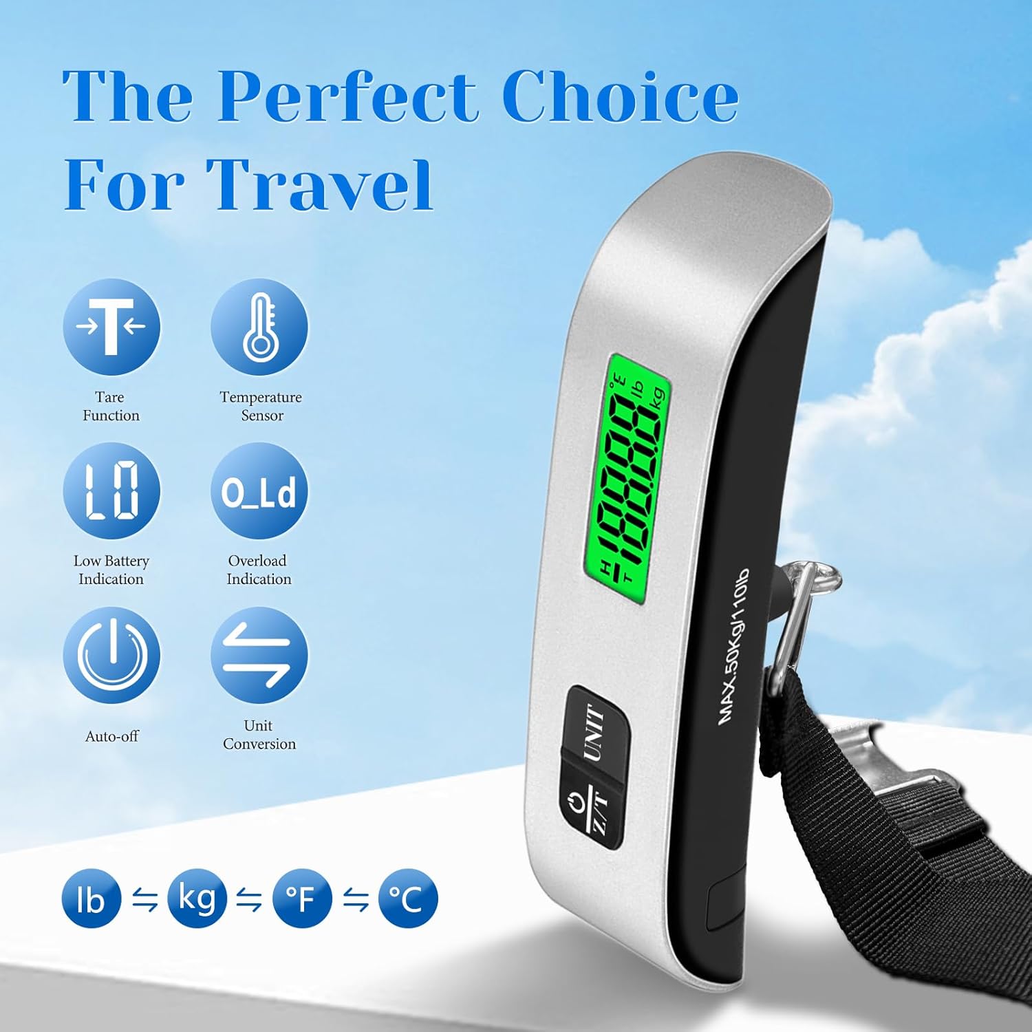 Digital Luggage Scale – Accurate Travel Weight Scale with LED Display - Trenduff