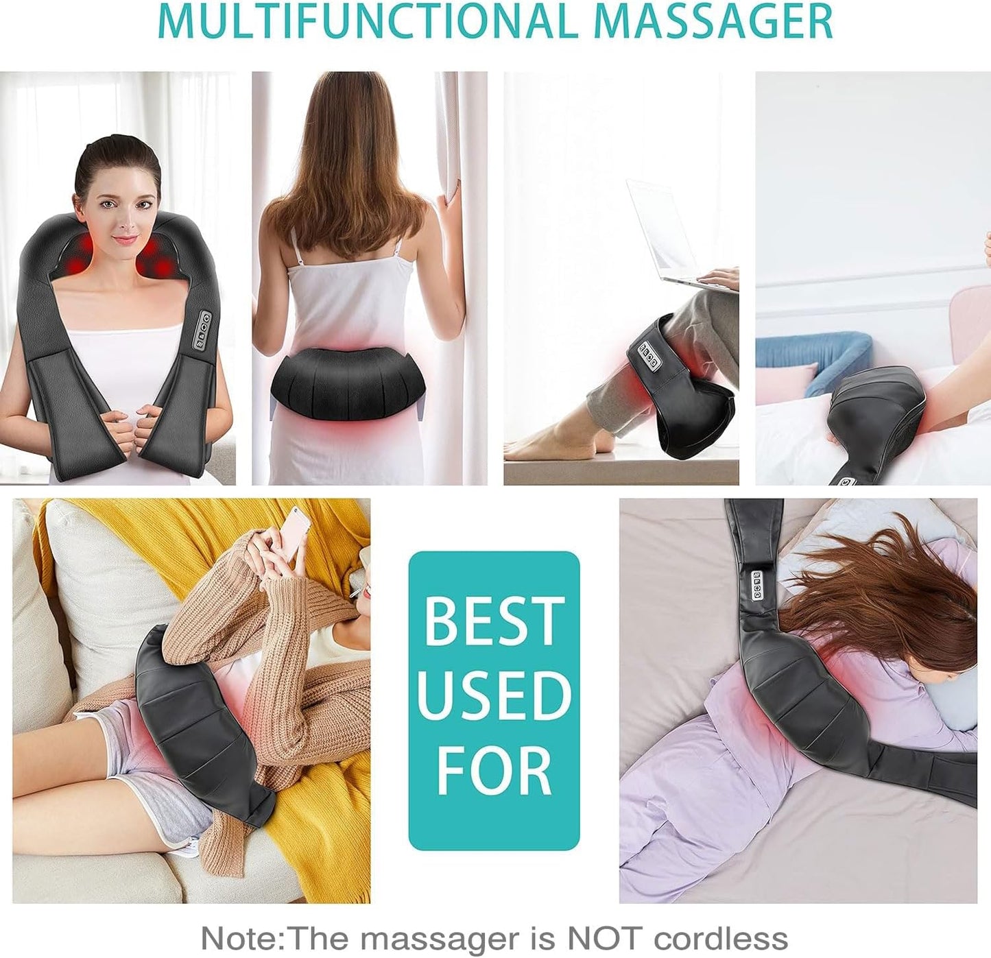 Back & Neck Massager Pillow – Deep Kneading Massage with Heat