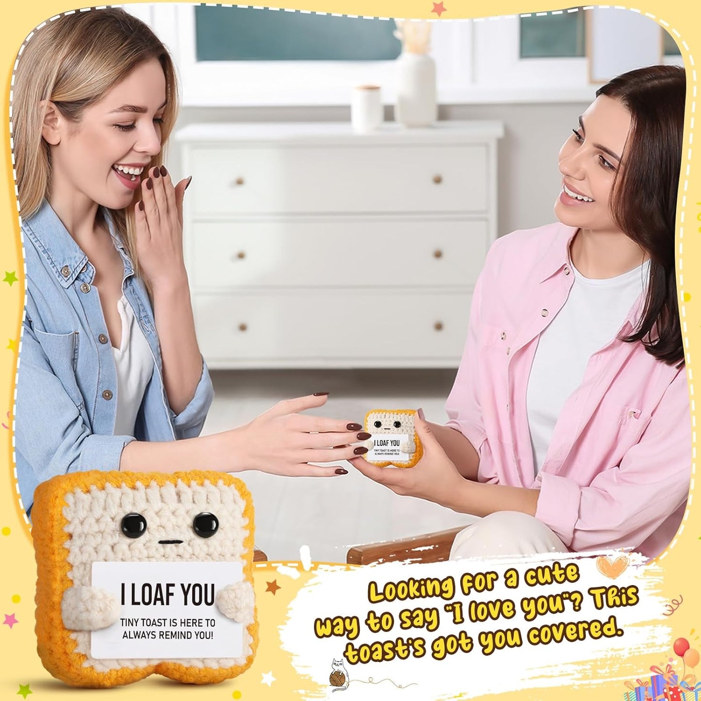 Crochet Toast “I Loaf You” – Funny Romantic Gift for Couples - Trenduff