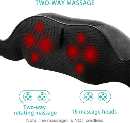 Back & Neck Massager Pillow – Deep Kneading Massage with Heat