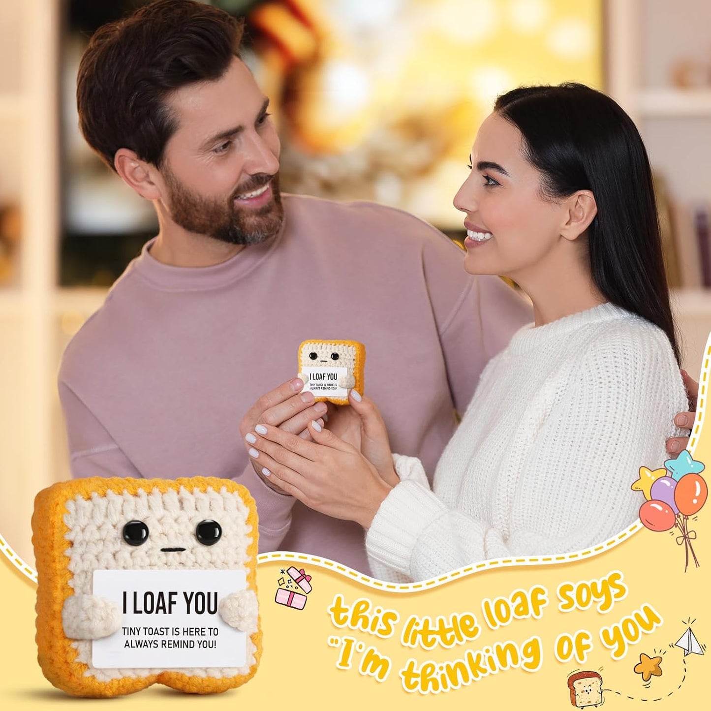 Crochet Toast “I Loaf You” – Funny Romantic Gift for Couples - Trenduff