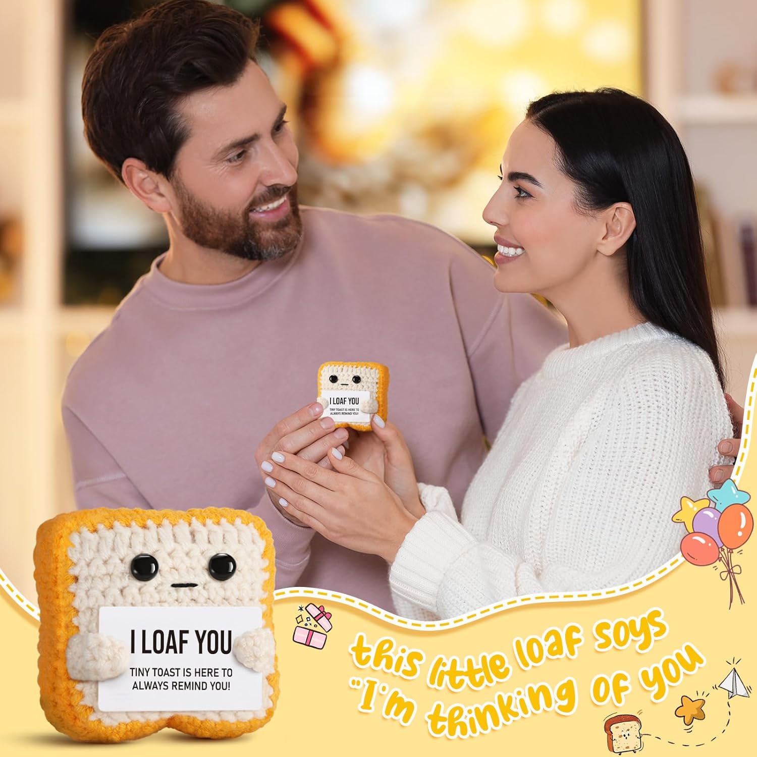 Crochet Toast “I Loaf You” – Funny Romantic Gift for Couples - Trenduff