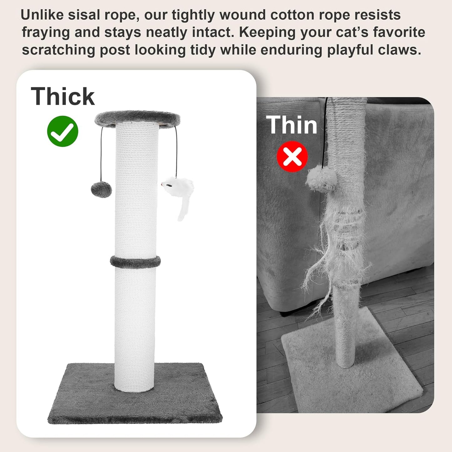 Heavy Duty Cat Scratching Post – Tall Indoor Tower - Trenduff