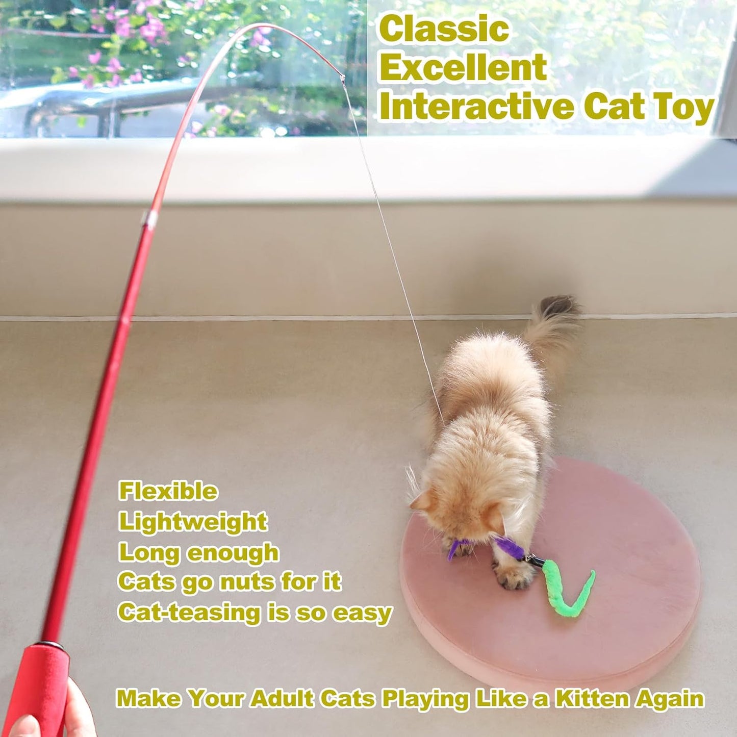Interactive Cat Wand Toy Set for Indoor Cats Fun & Exercise - Trenduff