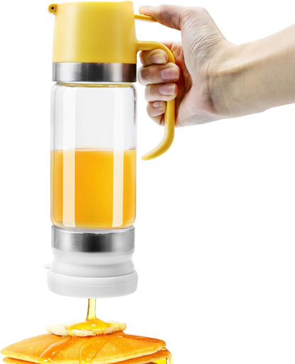 Glass Honey Dispenser No Drip with Stand – 12 OZ Syrup Jar for Tea & Coffee - Trenduff
