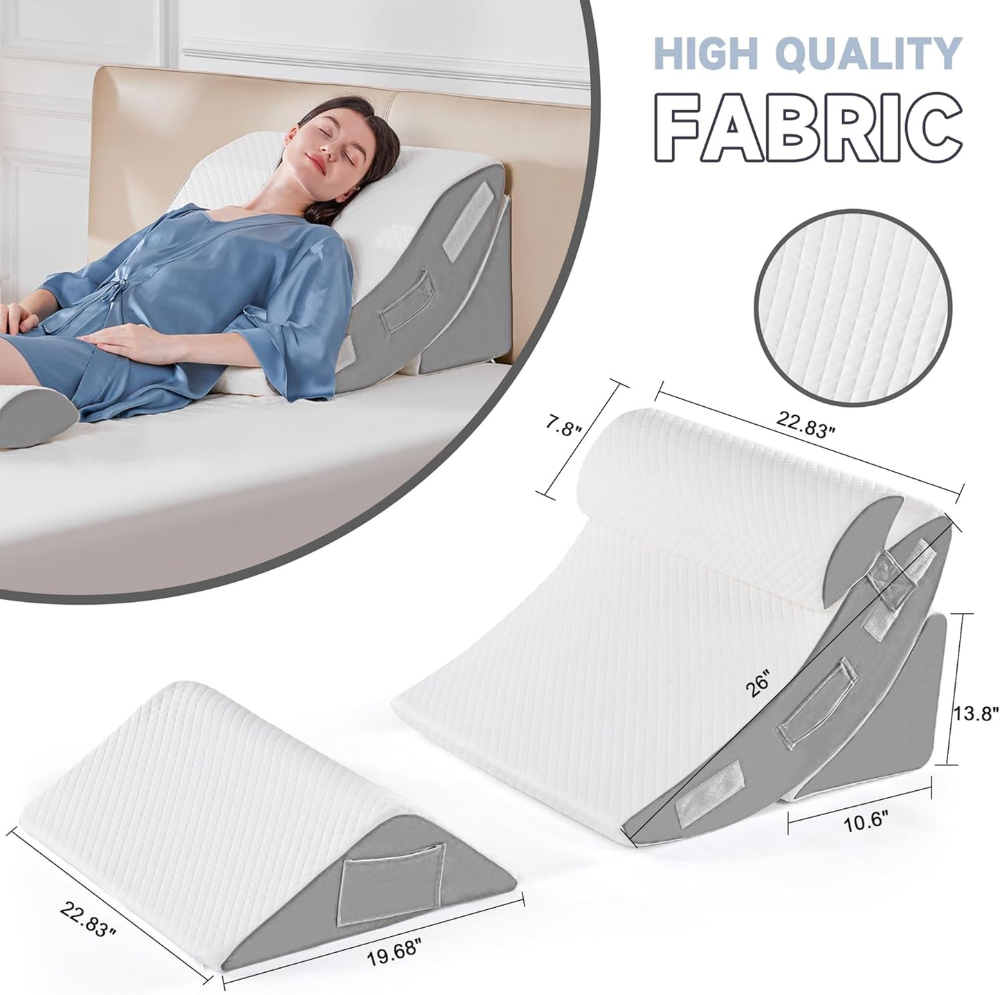 4PCS Adjustable Bed Wedge Pillow Set – Ergonomic Support for Sleep - Trenduff