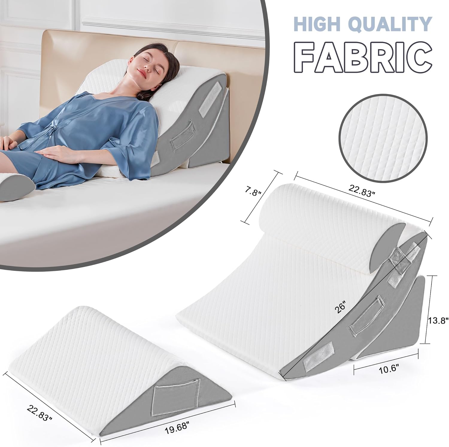 4PCS Adjustable Bed Wedge Pillow Set – Ergonomic Support for Sleep - Trenduff