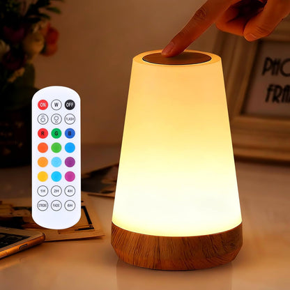 rgb touch night light lamp on bedside table