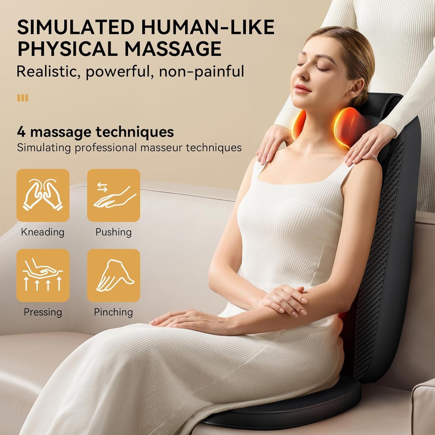 Shiatsu Neck & Back Massager Chair Pad with Heat for Home & Office - Trenduff
