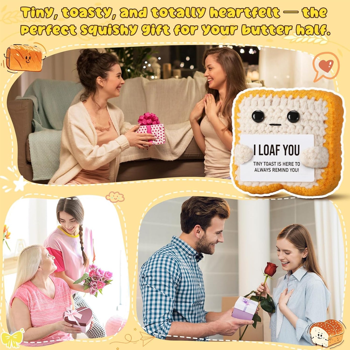 Crochet Toast “I Loaf You” – Funny Romantic Gift for Couples - Trenduff
