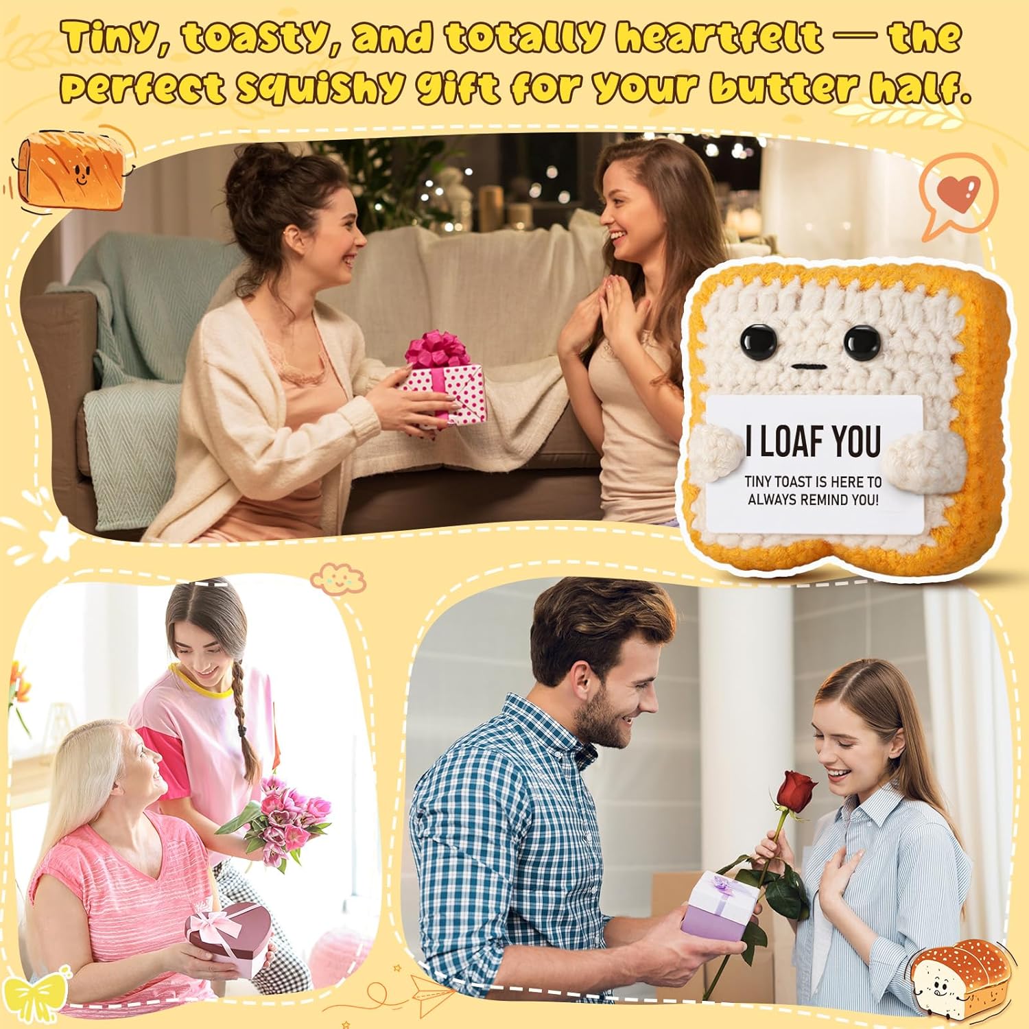 Crochet Toast “I Loaf You” – Funny Romantic Gift for Couples - Trenduff