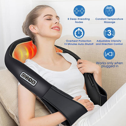 Back & Neck Massager Pillow – Deep Kneading Massage with Heat