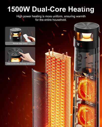 34IN Tower Space Heater – 1500W Fast Heating for Large Rooms - Trenduff