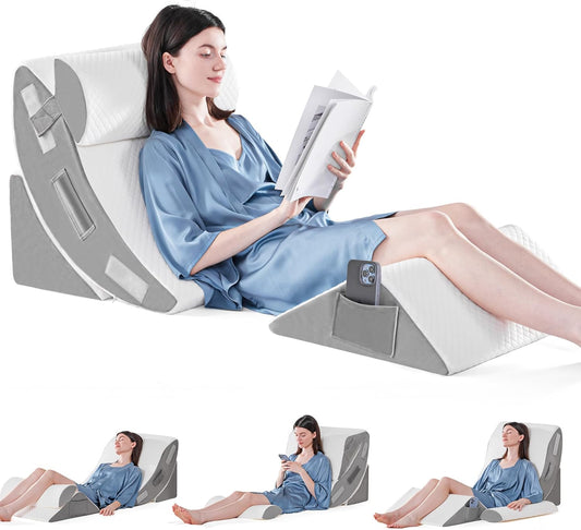 4PCS Adjustable Bed Wedge Pillow Set – Ergonomic Support for Sleep - Trenduff