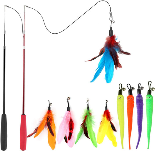 Interactive Cat Wand Toy Set for Indoor Cats Fun & Exercise - Trenduff