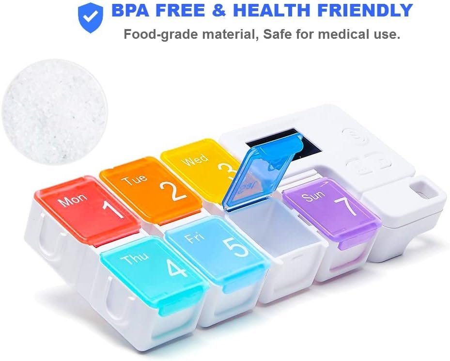 7 Day Pill Organizer with Alarm – Large Weekly Medicine Reminder Box - Trenduff