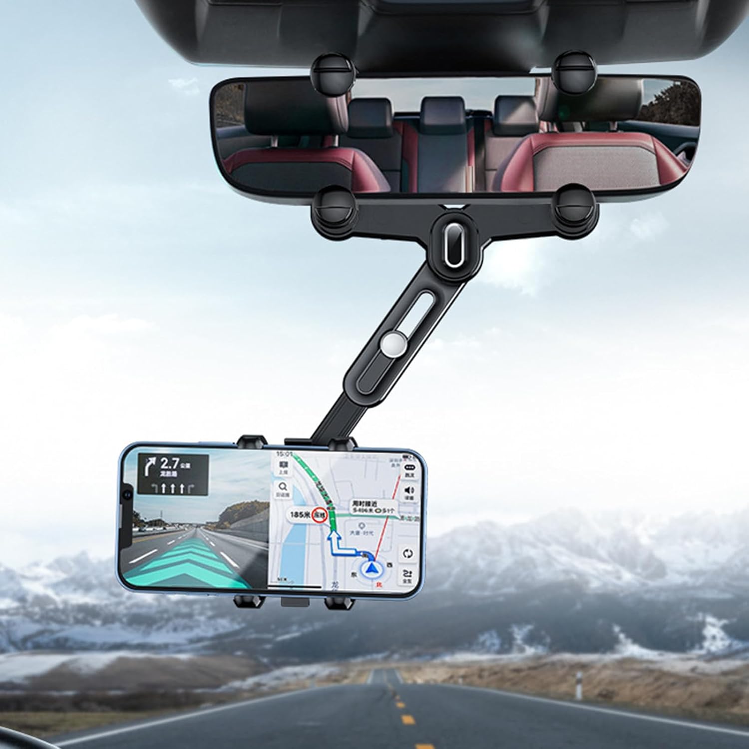 Rear View Mirror Car Phone Holder – Rotatable & Stable Mount - Trenduff