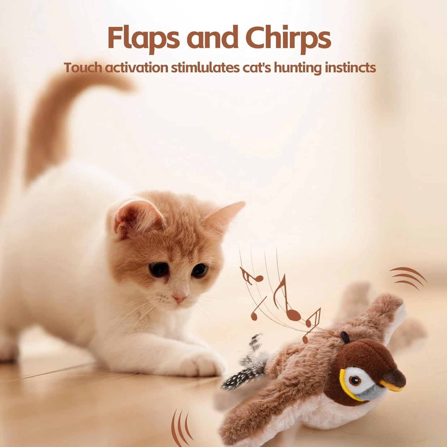 Interactive Flying Bird Cat Toy – Chirping Flapping Sparrow