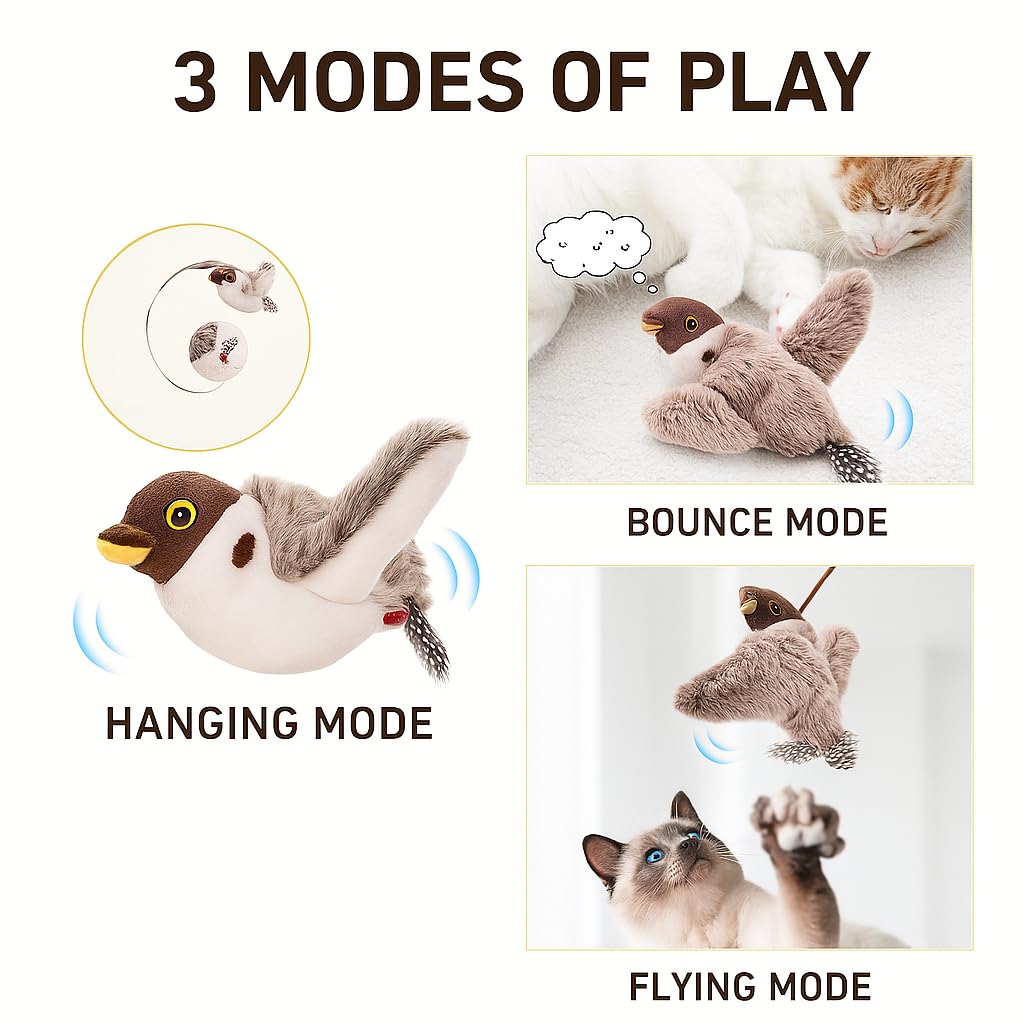 Interactive Flying Bird Cat Toy – Chirping Flapping Sparrow