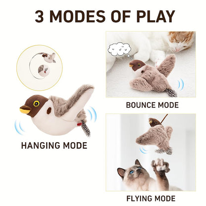 Interactive Flying Bird Cat Toy – Chirping Flapping Sparrow